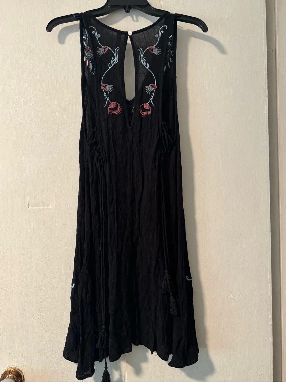 Free People Black Embroidered Sleeveless Sundress
